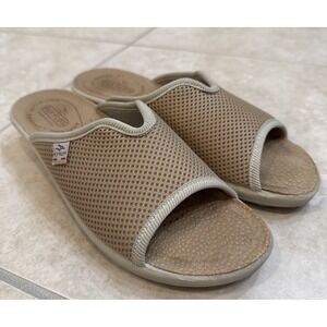 Fly‎ Flot Mesh Slides Women Size 8 Beige Slip On Comfort Italy Coastal Sz 39